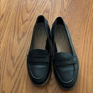 Collection B Black Leather Penny Loafers – Women's Slip-On Flats